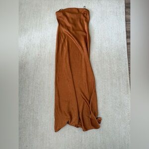 Rust Orange Silk Maxi Dress